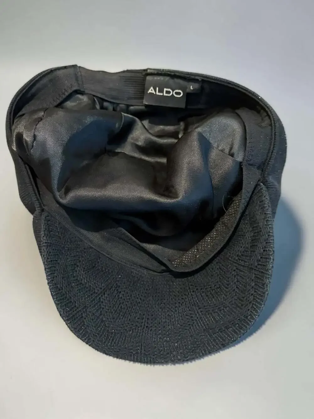 Aldo Newsboy Cap Size L Black Knit Flat Hat